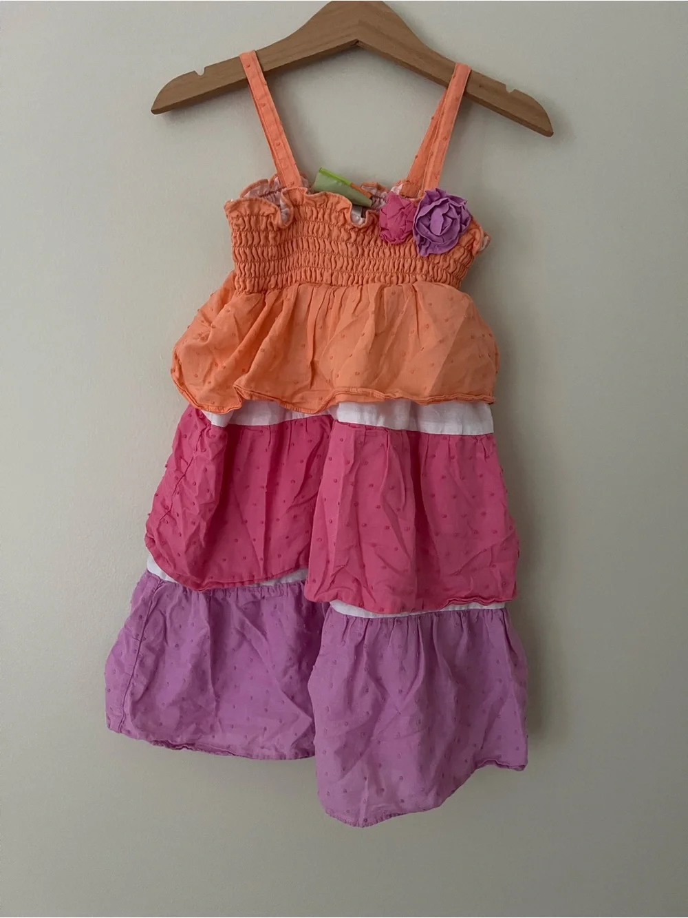 Penelope Mack | 100% Cotton Orange Pink Purple Tiered Sundress Summer Sz 4T